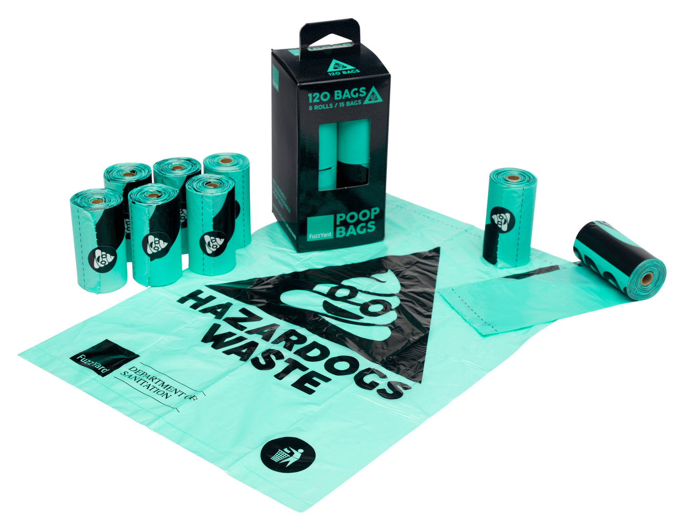 Poop Bags Biodegradable - 8 Rolls Per Box